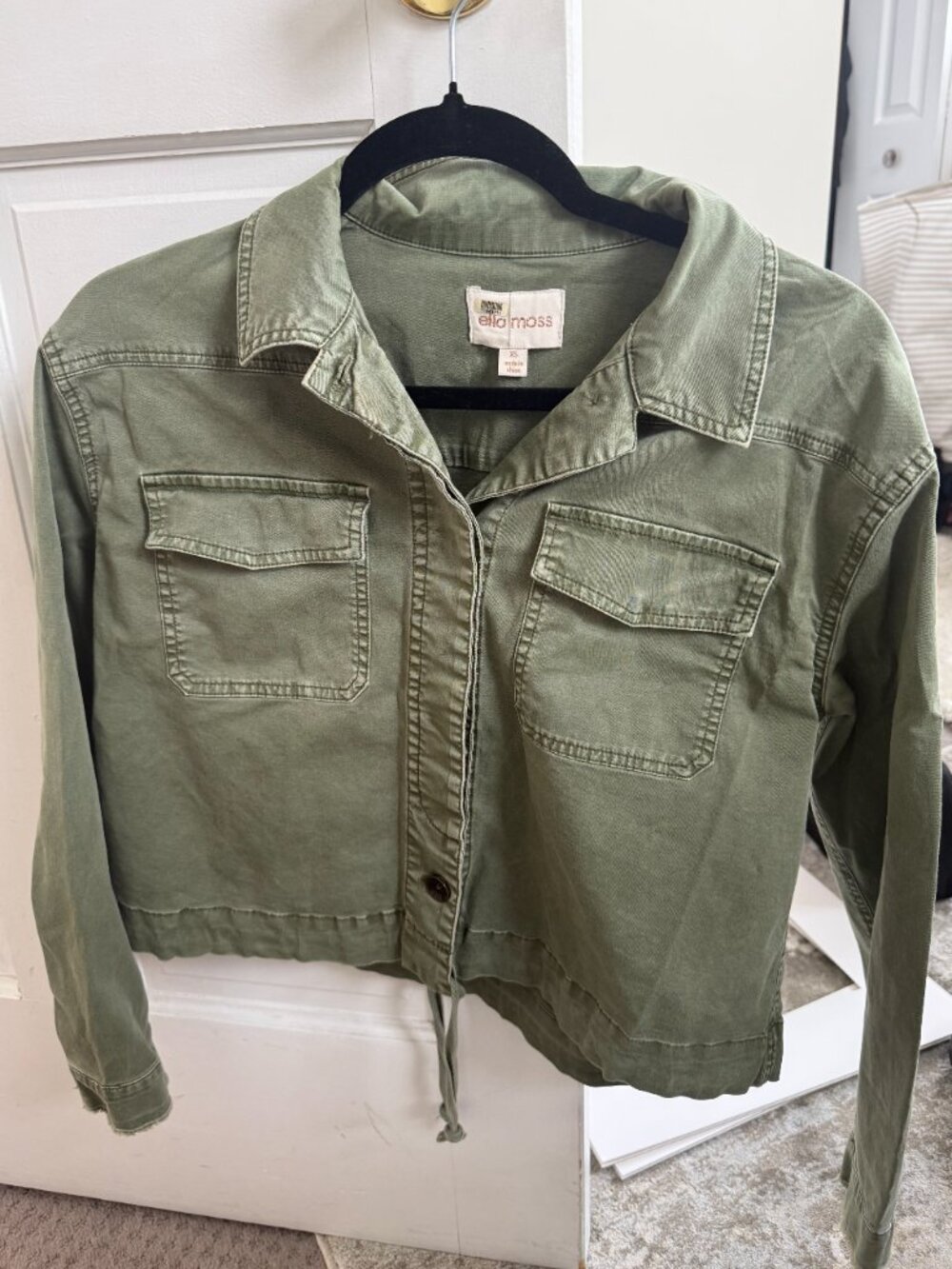 Ella Moss Sage Green Embroidered Utility Jacket XS